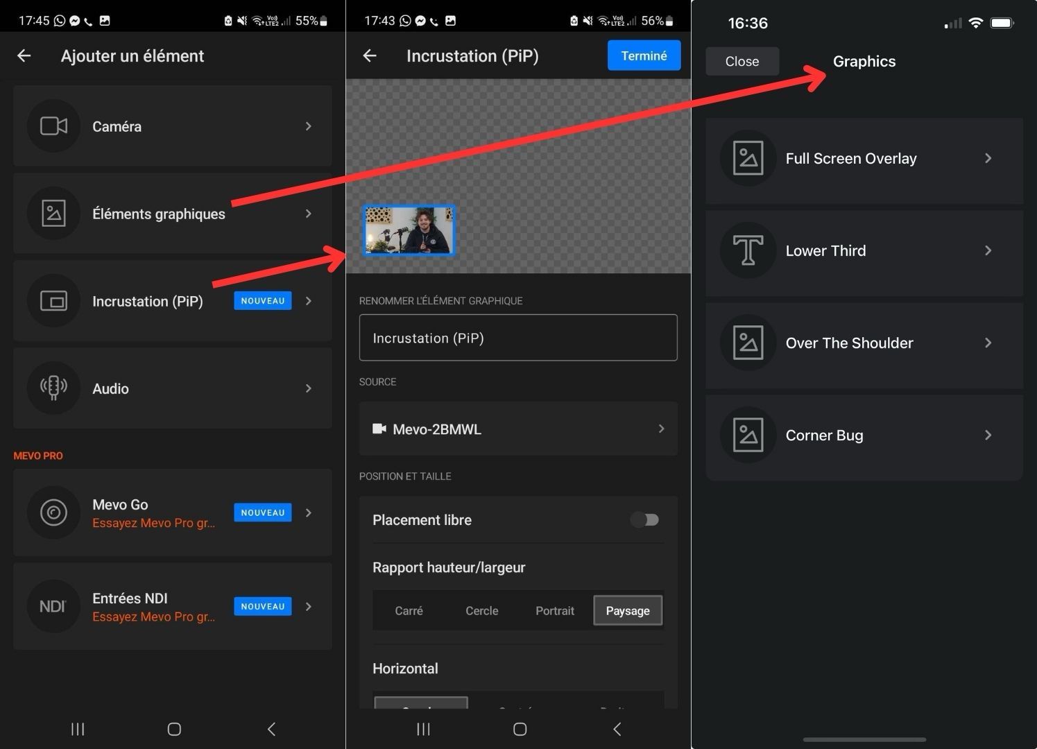 Ajout d'éléments supplémentaire sur les vidéos des Mevo caméra