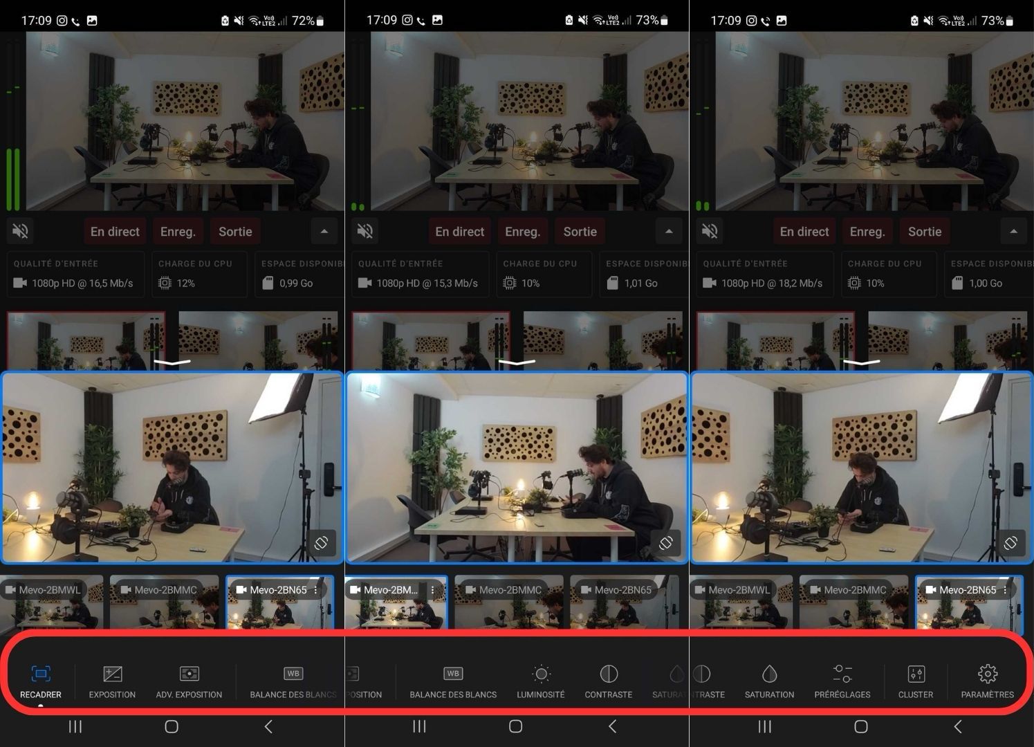 Configuration des caméras Mevo